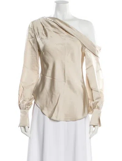 Pre-owned Simkhai One-shoulder Long Sleeve Blouse In Neutral