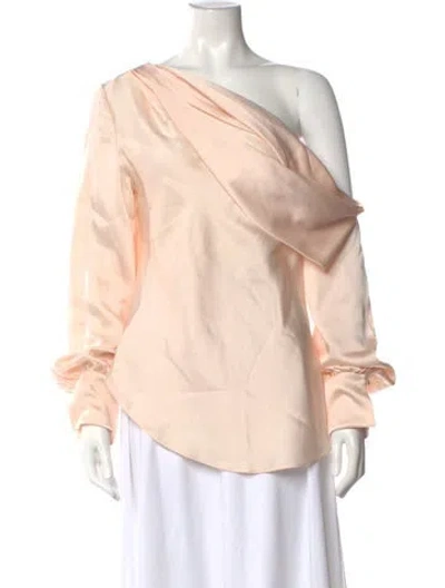 Pre-owned Simkhai One-shoulder Long Sleeve Blouse In Neutrals