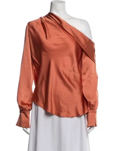 Pre-owned Simkhai One-shoulder Long Sleeve Blouse In Orange