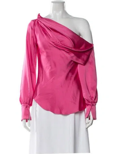 Pre-owned Simkhai One-shoulder Long Sleeve Blouse In Pink