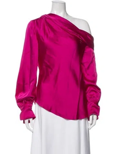 Pre-owned Simkhai One-shoulder Long Sleeve Blouse In Pink