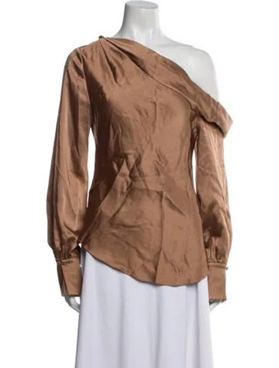 Pre-owned Simkhai One-shoulder Long Sleeve Blouse W/ Tags In Brown