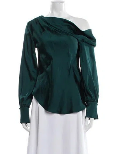 Pre-owned Simkhai One-shoulder Long Sleeve Blouse W/ Tags In Green