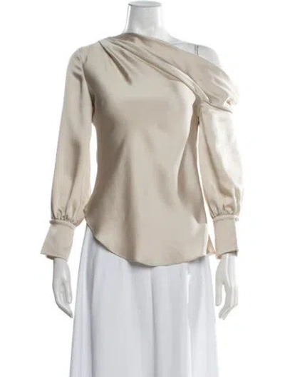 Pre-owned Simkhai One-shoulder Long Sleeve Blouse W/ Tags In Neutrals