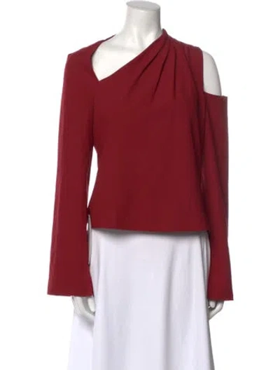 Pre-owned Simkhai One-shoulder Long Sleeve Blouse W/ Tags In Red