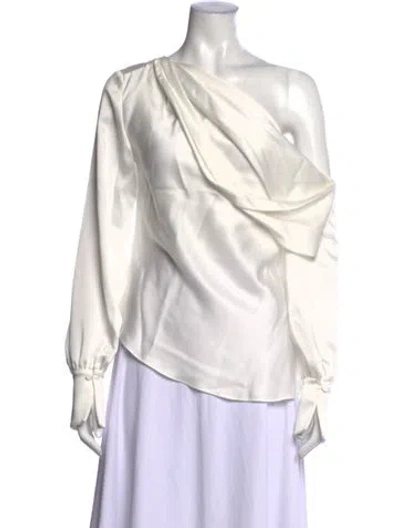 Pre-owned Simkhai One-shoulder Long Sleeve Blouse In White
