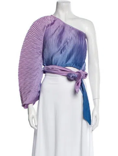 Pre-owned Simkhai One-shoulder Long Sleeve Crop Top In Purple