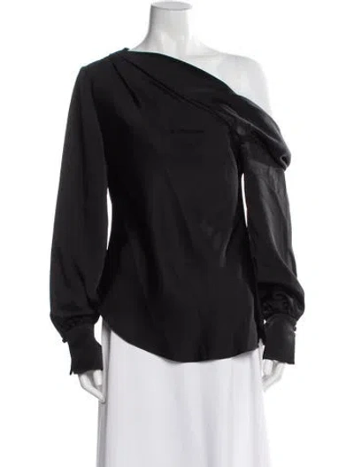 Pre-owned Simkhai One-shoulder Long Sleeve Top In Black