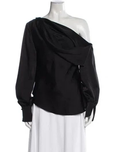 Pre-owned Simkhai One-shoulder Long Sleeve Top In Black