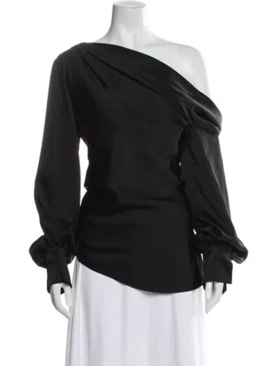 Pre-owned Simkhai One-shoulder Long Sleeve Top In Black