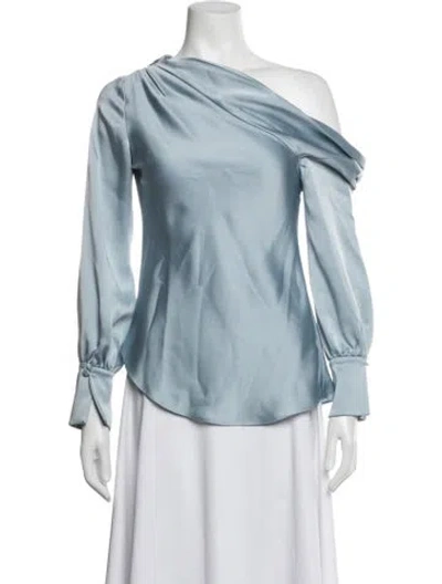 Pre-owned Simkhai One-shoulder Long Sleeve Top In Blue/metallic