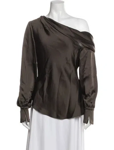 Pre-owned Simkhai One-shoulder Long Sleeve Top In Brown
