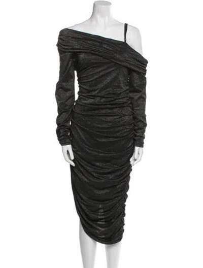 Pre-owned Simkhai One-shoulder Midi Length Dress In Black