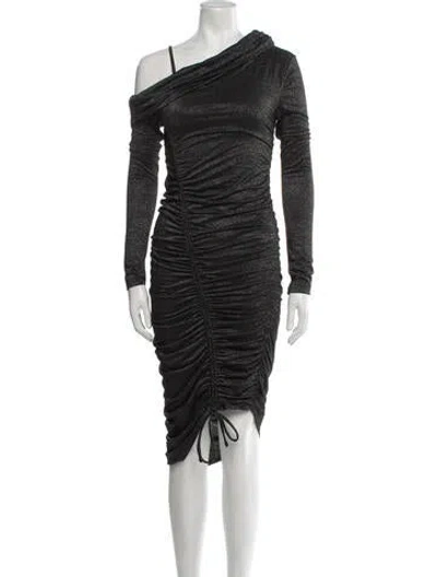 Pre-owned Simkhai One-shoulder Midi Length Dress In Black