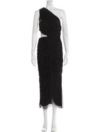 Pre-owned Simkhai One-shoulder Midi Length Dress In Black