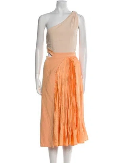 Pre-owned Simkhai One-shoulder Midi Length Dress In Orange