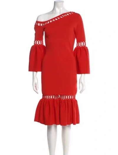 Pre-owned Simkhai One-shoulder Midi Length Dress In Red