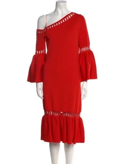 Pre-owned Simkhai One-shoulder Midi Length Dress W/ Tags In Red