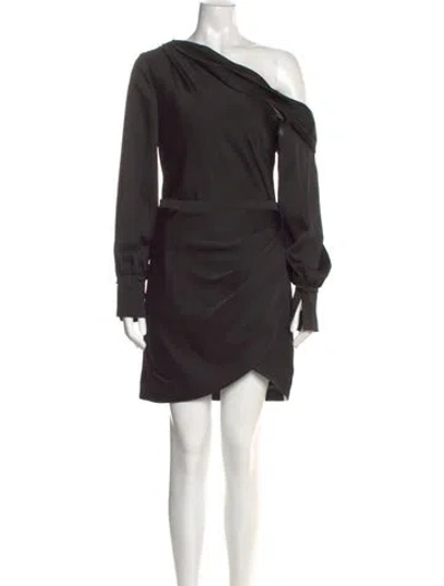 Pre-owned Simkhai One-shoulder Mini Dress In Black