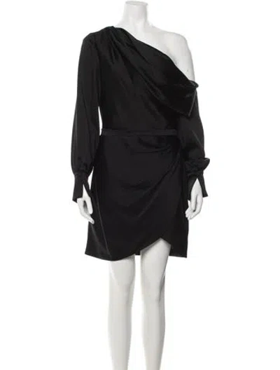 Pre-owned Simkhai One-shoulder Mini Dress In Black