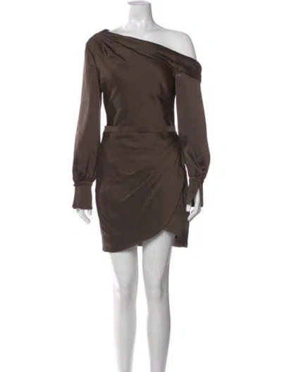 Pre-owned Simkhai One-shoulder Mini Dress In Brown