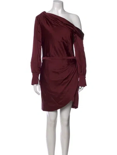 Pre-owned Simkhai One-shoulder Mini Dress In Burgundy