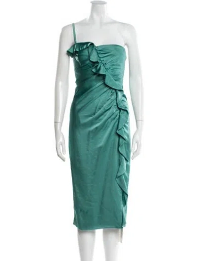 Pre-owned Simkhai One-shoulder Mini Dress In Green