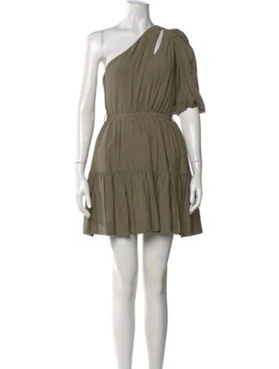 Pre-owned Simkhai One-shoulder Mini Dress In Green