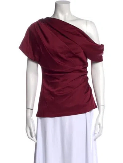 Pre-owned Simkhai One-shoulder Short Sleeve Top In Burgundy