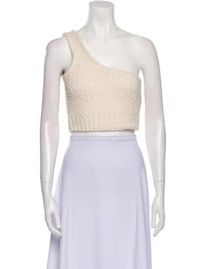 Pre-owned Simkhai One-shoulder Sleeveless Crop Top In Neutral