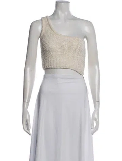 Pre-owned Simkhai One-shoulder Sleeveless Crop Top In White