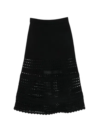 Simkhai Open-stitch Midi Skirt In Black