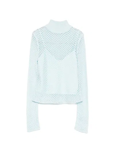 Simkhai Openwork Turtleneck Sweater In Blue