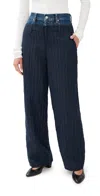 Simkhai Ophelia Double Waistband Combo Pants Midnight Stripe In Blue