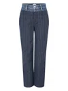 Simkhai Ophelia Double-waistband Striped Trousers In Blue