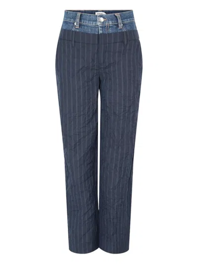 Simkhai Ophelia Double-waistband Striped Trousers In Blue