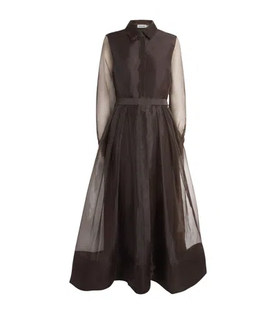 Simkhai Organza Montgomery Midi Dress In Brown