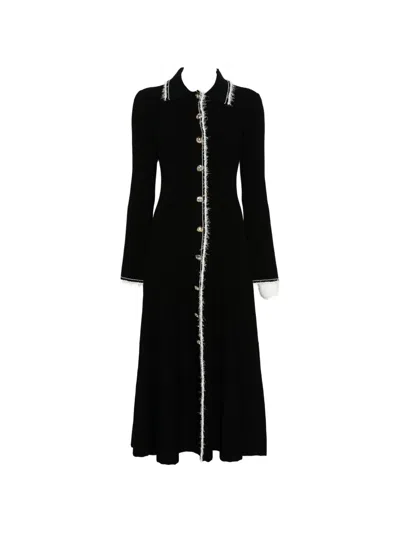 Simkhai Orelia Eyelash-trimmed Ribbed Midi Dress In Black