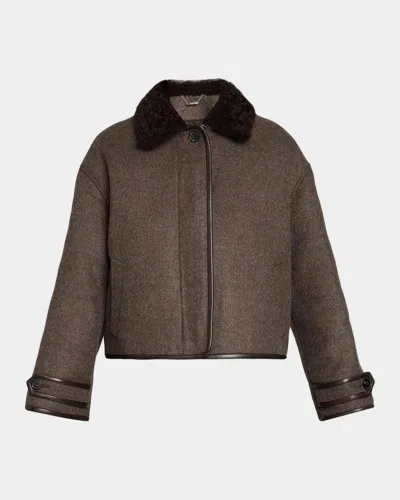 Simkhai Orien Contrast-collar Jacket In Brown