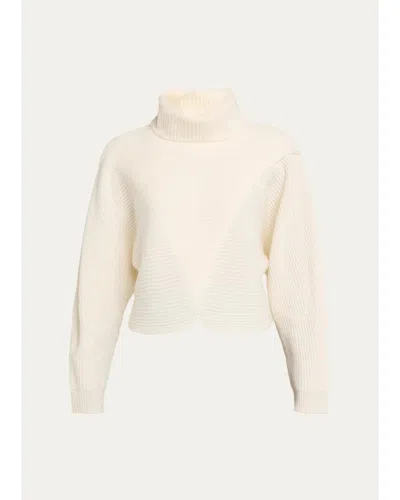 Simkhai Orlienne Ribbed Turtleneck Wrap Sweater In White