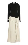 Simkhai Ornella Asymmetric Flap Midi Dress In Black,white