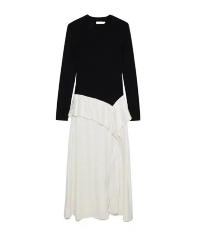Simkhai Ornella Knit Satin Midi Dress In Black