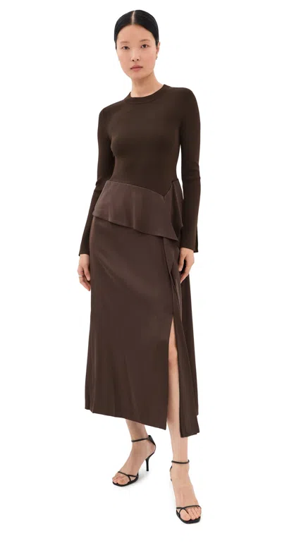 Simkhai Ornella Midi Dress Dark Chocolate In Brown
