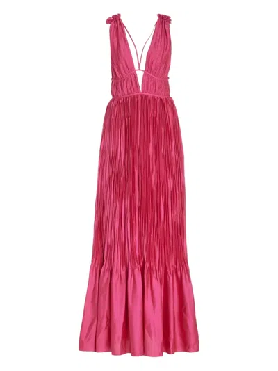 Simkhai Ostara Pleated Maxi Dress In Pink