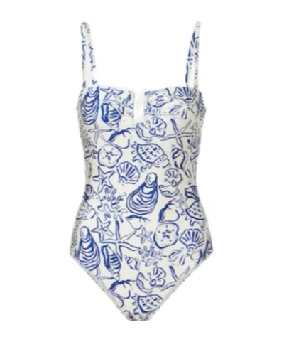 Simkhai Ottilie Printed Swimsuit In Blue