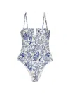 Simkhai Womens Blueberry Multi Ottilie Strapless Swimsuit In Blue