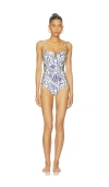 Simkhai Womens Blueberry Multi Ottilie Strapless Swimsuit In Blue