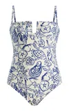 Simkhai Womens Blueberry Multi Ottilie Strapless Swimsuit In Blue