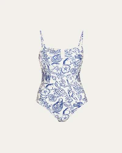 Simkhai Ottilie Strapless One-piece Swimsuit In Blue