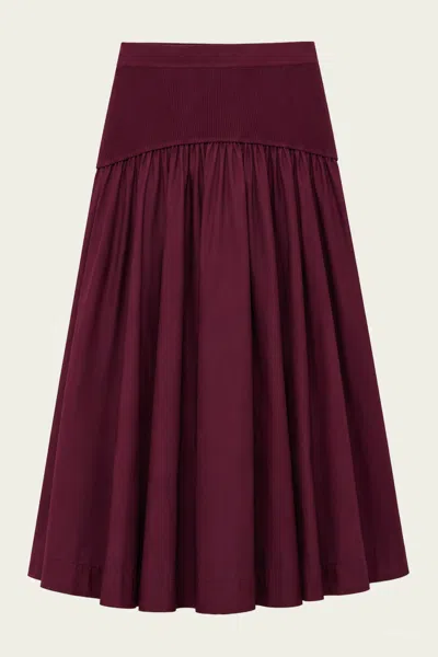 Simkhai Ovie Cotton Skirt In Fig In Burgundy